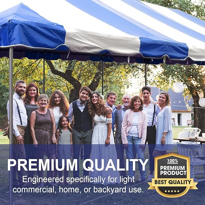 Party Tents Direct 20'x 40' Weekender Canopy Pole Tent with Sidewalls - Easy Up Canopy Tent with 160 Person Capacity - Outdoor Canopies for Parties, Weddings, and Events (Blue/White)