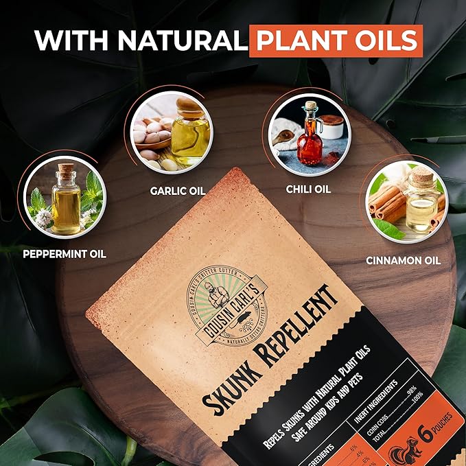 Cousin Carl's Maximum-Strength Skunk Repellent – Natural Deterrent & Odor Eliminator (12-Pack)