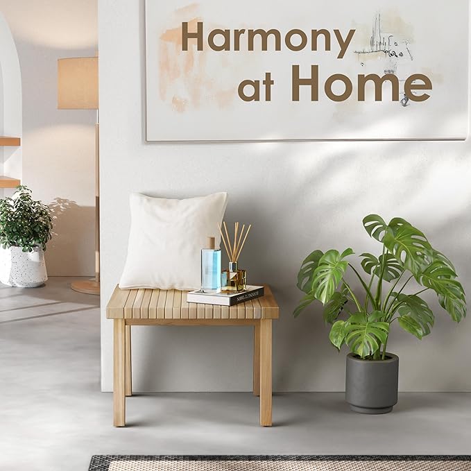 Melino Wooden Convertible Bench Picnic Table, Outdoor Bench Wood, 500Lbs Weight Capacity, Park Bench for Outdoors, Porch, Balcony (Small Size)