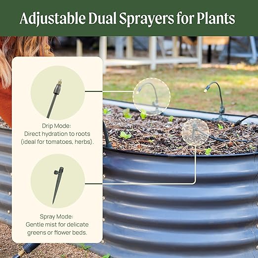 Vego Garden Irrigation Kit - Drip Irrigation System for Raised Garden Beds, Efficient Watering Solution for Vegetables, Flowers, and Plants, Easy DIY Installation (Small)