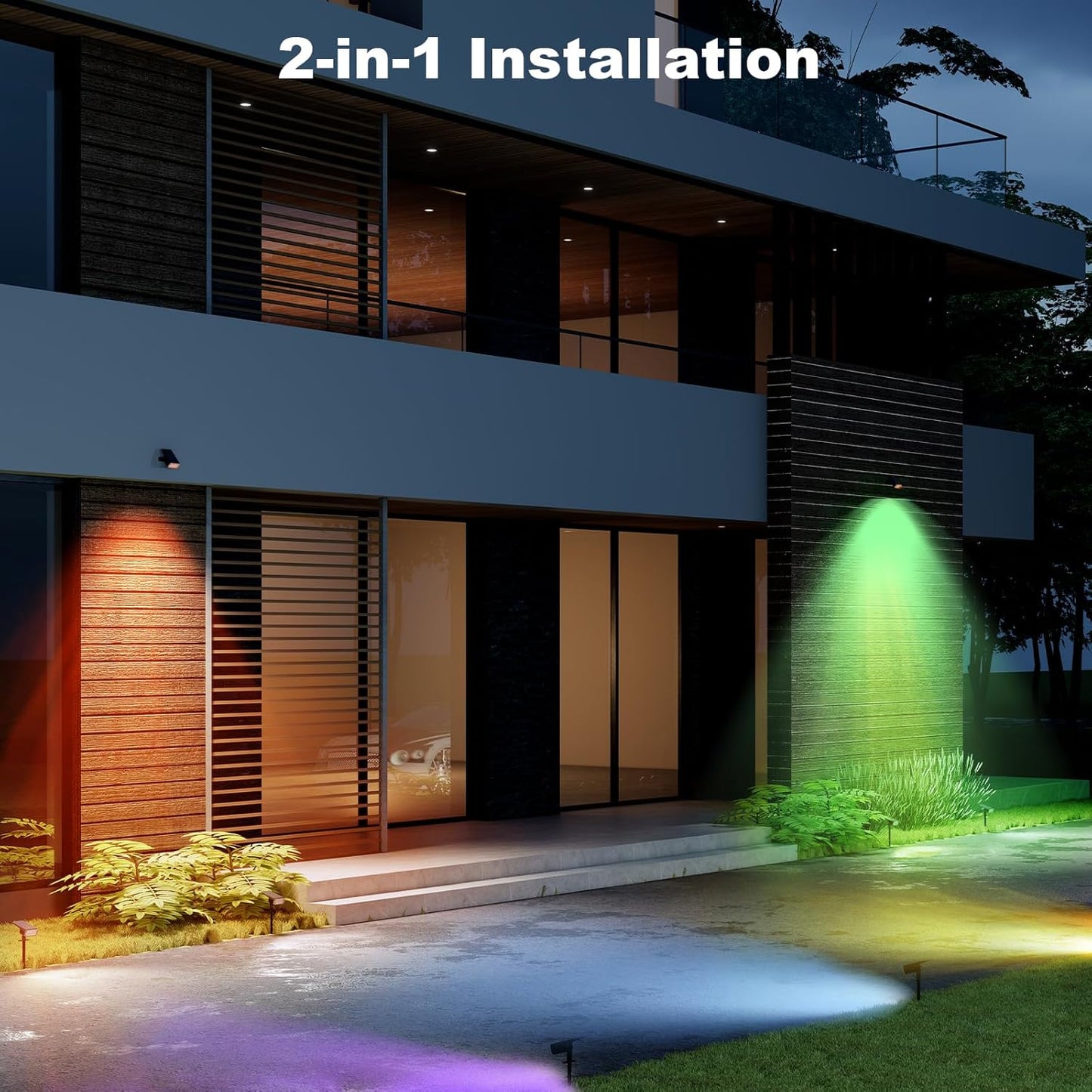 Solar Lights Outdoor Waterproof IP65, 8 Lighting Modes Multicolor Solar Spot Lights Outdoor, Landscape Spotlights for Garden Yard, 4 Pack RGB