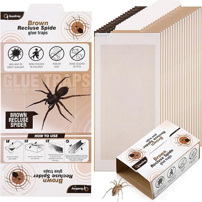 Qualirey 18 Pack Spider Traps Indoor for Brown Recluse Spiders, Extra Sticky Large Insect Glue Boards for Black Widows, Sac, Wolf and Other Crawling Bugs Inside Home