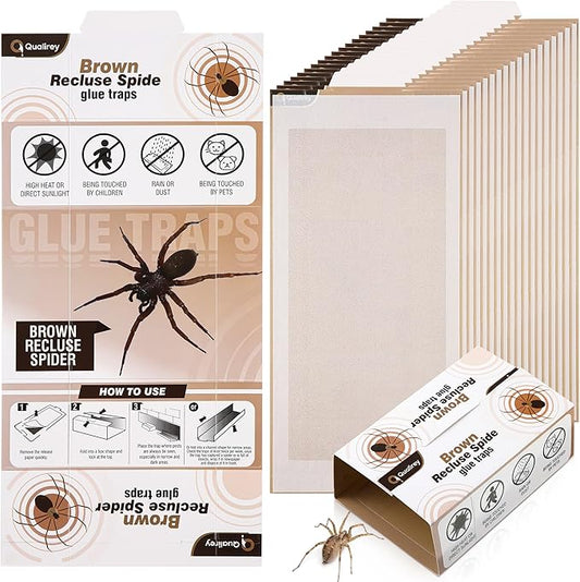 Qualirey 18 Pack Spider Traps Indoor for Brown Recluse Spiders, Extra Sticky Large Insect Glue Boards for Black Widows, Sac, Wolf and Other Crawling Bugs Inside Home