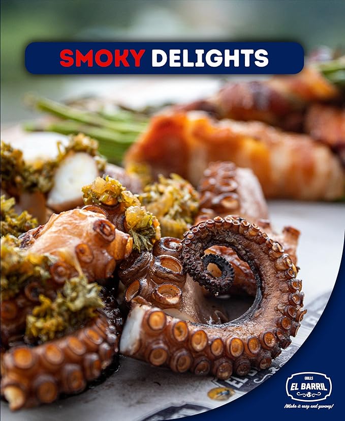 EL BARRIL 15lbs Stainless Steel Foldable Charcoal Smoker & Grill Barrel – Portable Outdoor Smokers with Grilling Accessories