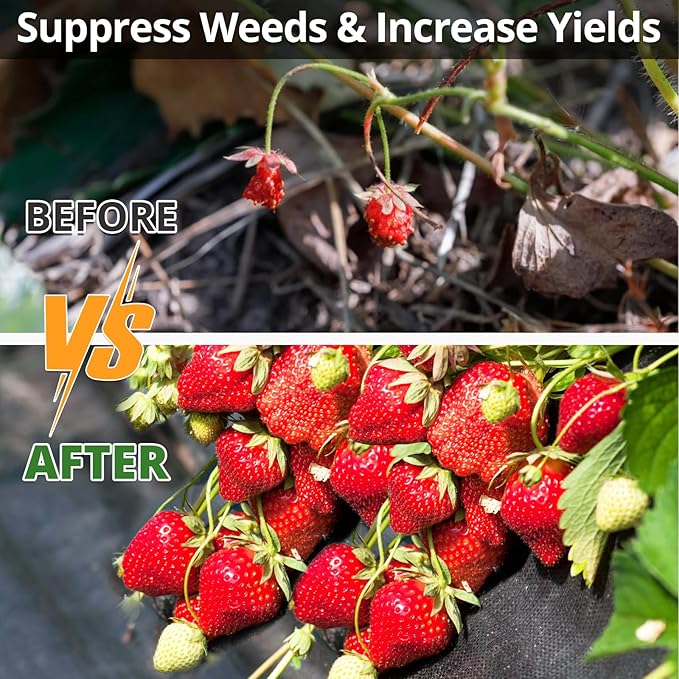 4FT x 100FT Weed Barrier Landscape Fabric, 3.2oz Heavy Duty Woven Geotextile with 20 U-Shaped Pegs & Pre-Printed Cutting Lines, Ground Cover Colth Garden Bed Liner for Landscape, Driveway, Greenhouse