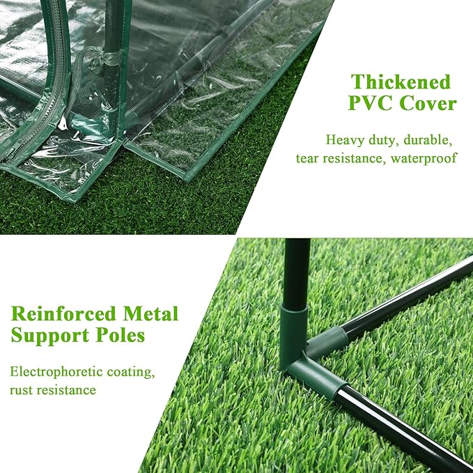 U'Artlines Portable Mini Greenhouse 9x3x3 Ft Small Greenhouse for Outdoors with Waterproof Pad, Little Green Houses Plant Cover Tent for Outside Garden Small Plants, Clear PVC