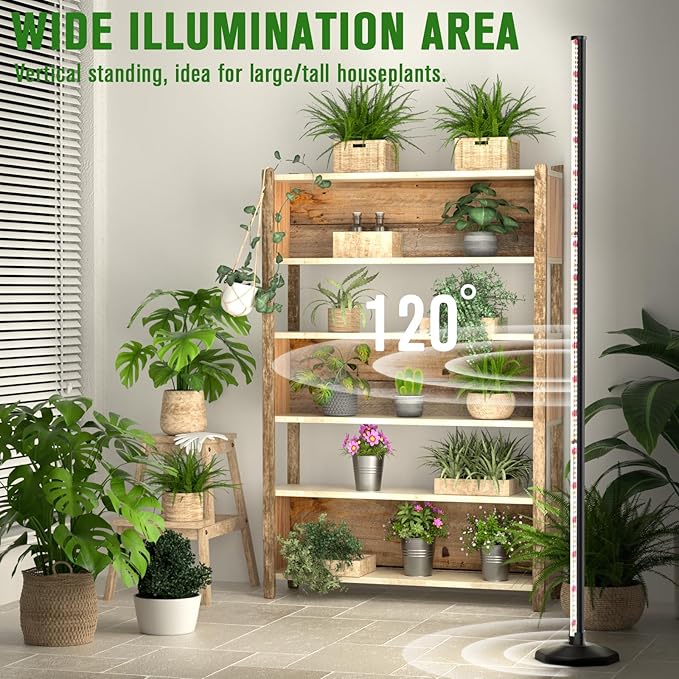 bedee LED Grow Light for Indoor Plants: 65 Inch Full Spectrum Plant Lights for Seed Starting with Timer and 10 Level Dimmable Standing Plant Growing Lamp for Greenhouse with Hanging Accessories