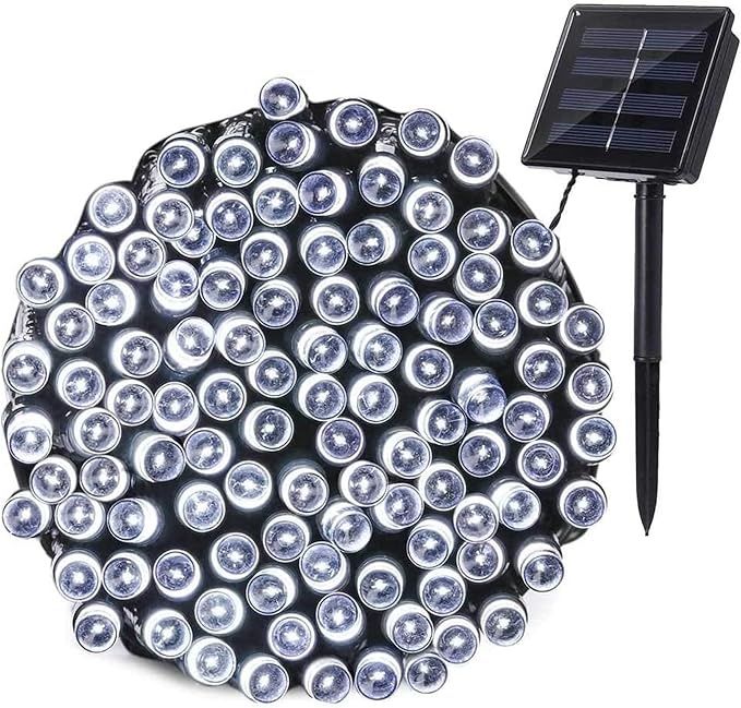 Joomer Solar Christmas Lights 72ft 200 LED 8 Modes Solar String Lights Waterproof Solar Fairy Lights for Christmas Decorations (White)