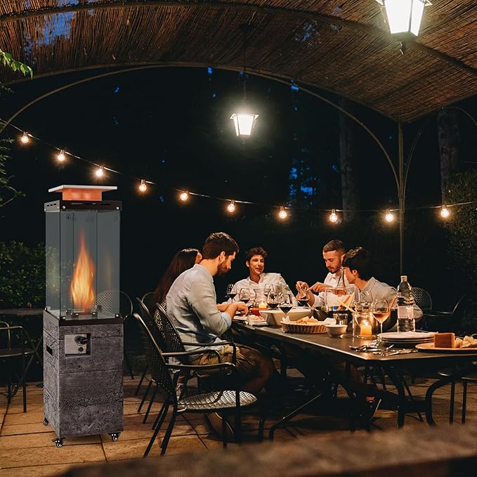 Giantex 41,000 BTU Outdoor Heaters for Patio - Propane Patio Heater, Outside Space Heater with Protective Cover, Wheels & Adjustable Feet, CSA Certification, Portable Gas Heater for Garden, Yard (Mix Gray)