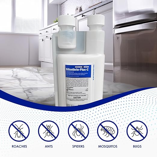 Bifenthrin Plus-C Insecticide (16 oz) - Roach Killer Indoor Infestation, Termite Treatment, Ant Control & Wasp Spray - Home Defense Pest Control, Residential, Commercial, and Industrial Use