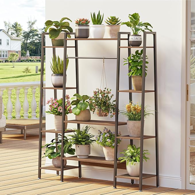 55" Large Plant Stand Indoor with 8 LED Grow Lights (3 Modes & Auto Timer) - 12 Tiered Metal Plant Shelf, 10 Dimmable Brightness Levels, Flower Stand Display Rack for Patio Balcony Garden