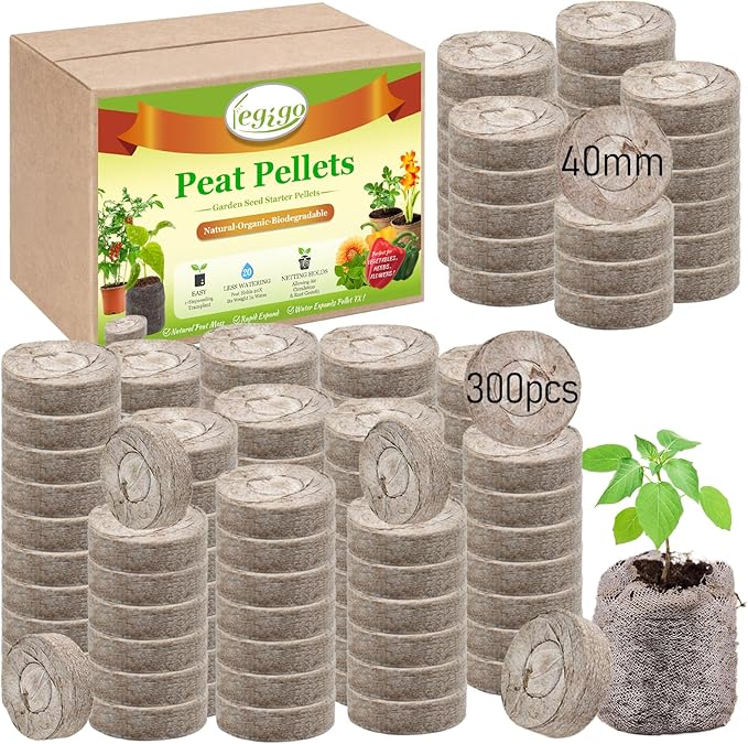 Legigo 300 Pcs 40mm Seed Starter Peat Pellets Pods for Seedlings- Compressed Seed Starting Pellets Seed Starter Pods Plugs Soil Peat Pods for Starting Seeds, Garden Planting Herb Flower Vegetables