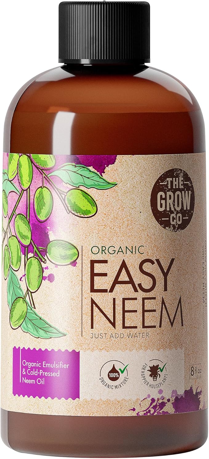 8oz Organic Neem Oil for Plants - Cold Pressed Neem Oil Concentrate for Plants, Water Soluble and Pre-Emulsified for Indoor and Outdoor Use, Spray for Shinier, Dust and Dirt-Free Plant Leaves