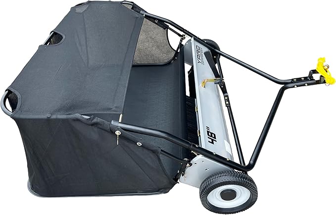 48-Inch Tow-Behind Lawn Sweeper, 10" Nylon Brushes, Universal Tractor/ATV Hitch, Never-Flat Wheels, Adjustable Height, 1-Year Warranty, Ideal for Leaves, Grass & Debris