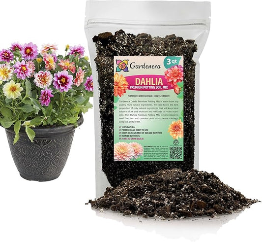 Premium Dahlia Potting Soil Mix - Ideal for Growing Vibrant and Healthy Dahlias - 3 Quart