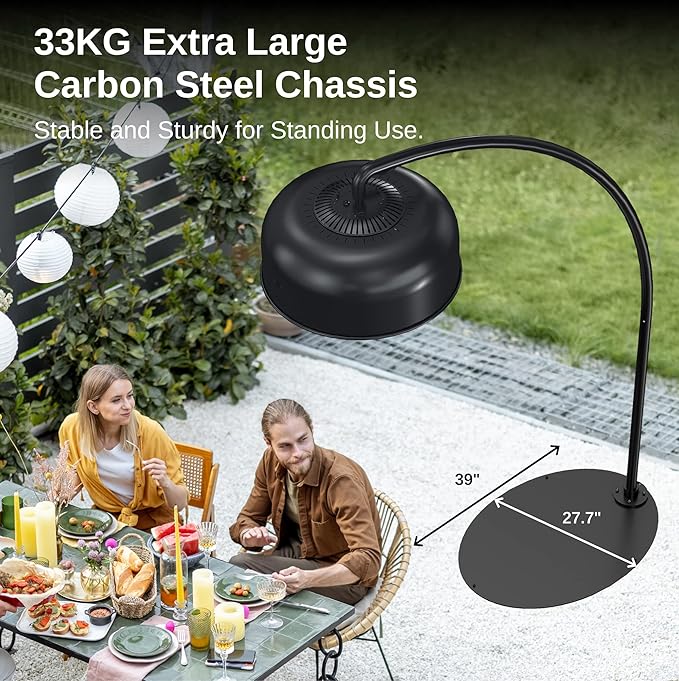 EAST OAK Patio Heater 3000W, Commercial Arch Outdoor Heater 3 Heat Settings, Tip-over & Overheat Protection, Instant Heat Electric Heater for Restaurant, Patio, Backyard, Garage, 240V Black