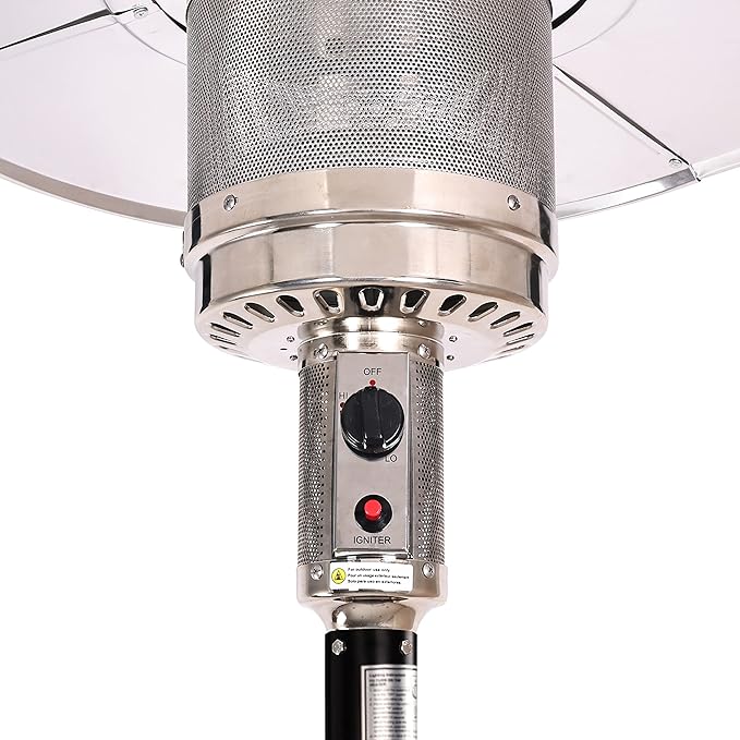 48,000 BTU Outdoor Propane Patio Heater with Wheels, Commercial & Residential, Black