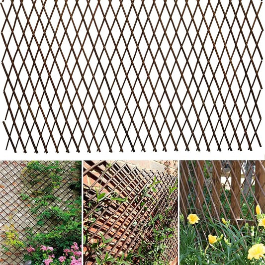 Expandable Willow Lattice Fence Panel Plant Support Garden Trellis Willow Trellis Fence for Climbing Plants Vine Ivy Rose Cucumbers Clematis Outdoors Garden Yard,36X92 Inch(4PC)