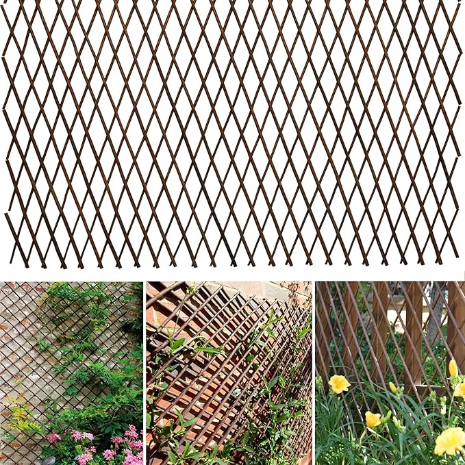 Expandable Willow Lattice Fence Panel Plant Support Garden Trellis for Climbing Vine Ivy Rose Cucumbers Clematis Outdoors Garden Yard, 36X92 Inch(1PC)