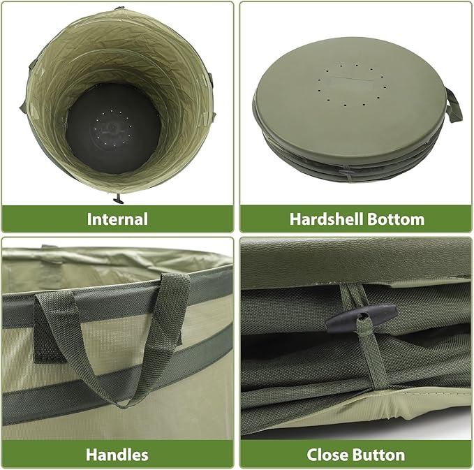 YUDI & GARDEN 45 Gallon Hard Bottom Collapsible Garden Bag｜Collapsible Trash Can｜Camping Trash Can, for Collecting Weeds or Party and Yard Waste