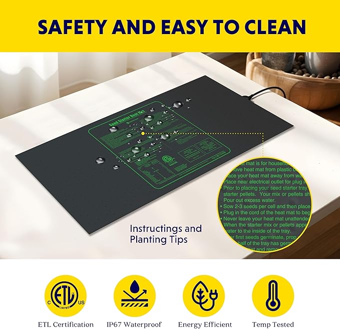 iPower Waterproof Seedling Heat Mat 48" x 20", ETL Certified Durable Germination Heating Pad, for Seed Starting Propagation