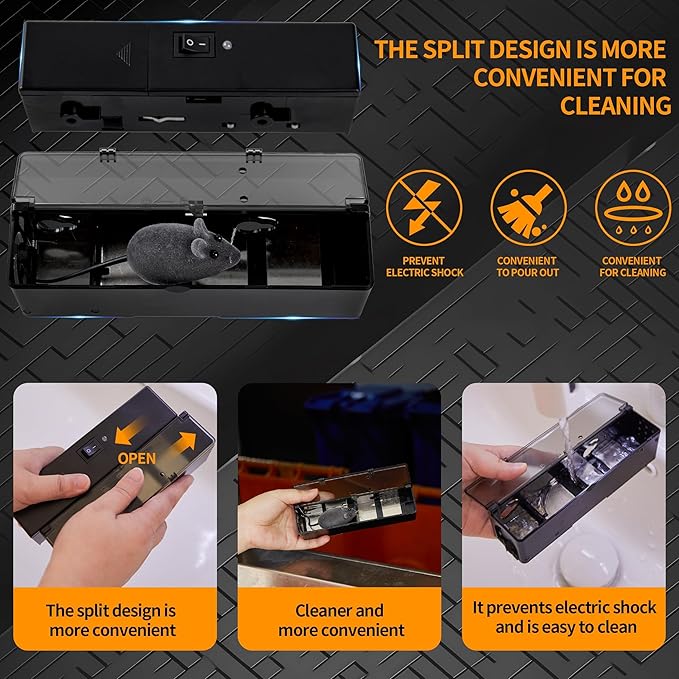 Electric Mouse Trap, Smart Escape-Proof Design Mole Traps, Battery Powered with Alert Light (Only by Batteries)