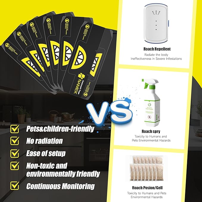 20-Pack Indoor Adhesive Cockroach Traps - Cockroach Glue Traps for Cockroachs Catchers - Long Lasting and Non-Toxic, Suitable for Children and Pets - Trap Pests