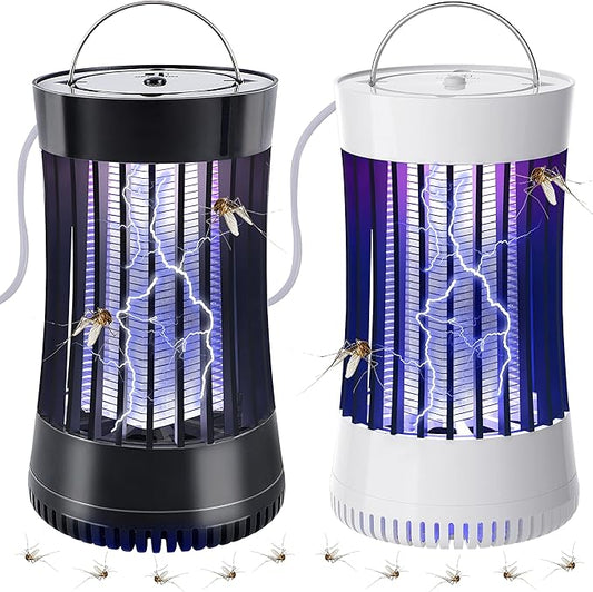 Lulu Home 2 Packs Indoor Bug Zapper with Fan, 1500V High Voltage Lighted Mosquito Lamp Trap, USB Cable Plug-in Electric Insect Killer Catching Moth Mosquitoes Gnat Fruit Flies (NO Battery)