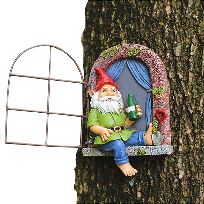 Gnome Tree Hugger, Funny Garden Gnome Resin Statue, Outdoor Ornaments Decor, Whimsical Tree Sculpture Peeker, Patio Yard Lawn Porch Decoration, Gardening Gifts