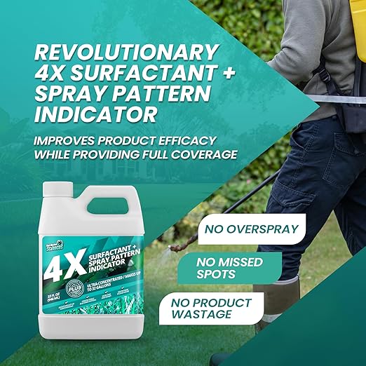 32oz 4X Spray Pattern Indicator Dye + Surfactant, Makes 32 Gallons of Wetting Agent for Lawn & Turf Mark - Effective Spray Indicator, Liquid Blue Dye for Marking Turf, Easy to Mix & Apply