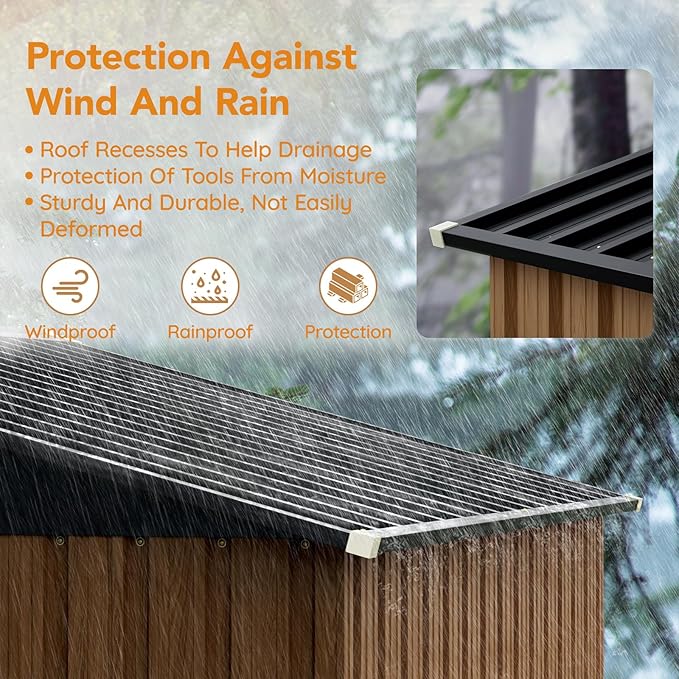 8X6FT Garden Storage Shed with Frame Floor & Lockable Doors,Steel Tool Shed with 1 Clear Window, Anti-Corrosion Metal Shed for Backyard Patio Lawn (Wood Panels Not Included)