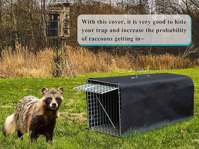 Deblue Feral Cat Trap Cage Cover, 32" Cage Trap Cover for Live Animals with Bite Proof Gloves, Large Trap Cage Cover for 1 Door Humane Trap Cage-(NO CAGE)