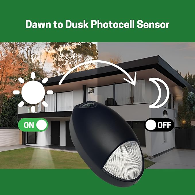 Mini Wall Pack Outdoor Emergency Lights, P65, Battery Backup 90mins Power, Photocell Sensor, Wet Resistant, LED Emergency Backup Lighting for Business and Home (Black)