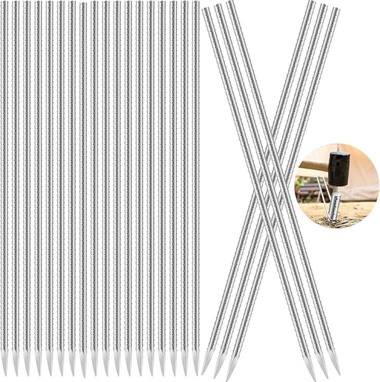 Gisafai 12 Pcs 12 Inch Ground Rebar Stakes Metal Heavy Duty Stakes Ground Landscape Anchors Spike Garden Stake Edging Spikes Plant Support with Chisel Point End for Concrete Timber Garden Tent Camping