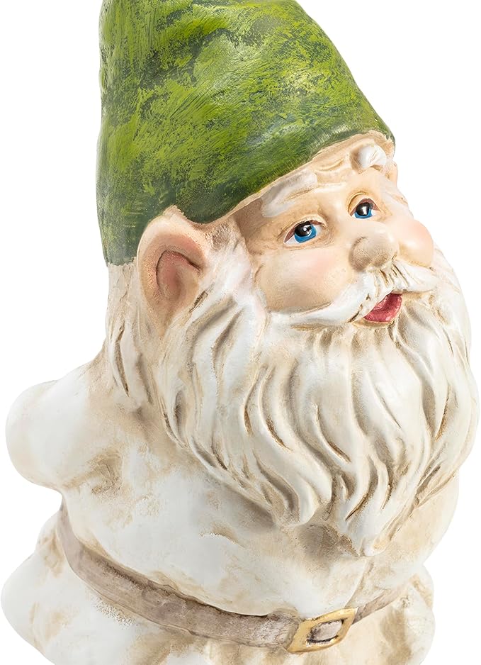 Alpine Corporation 12" Tall Traditional Outdoor Garden Gnome Yard Statue Decoration