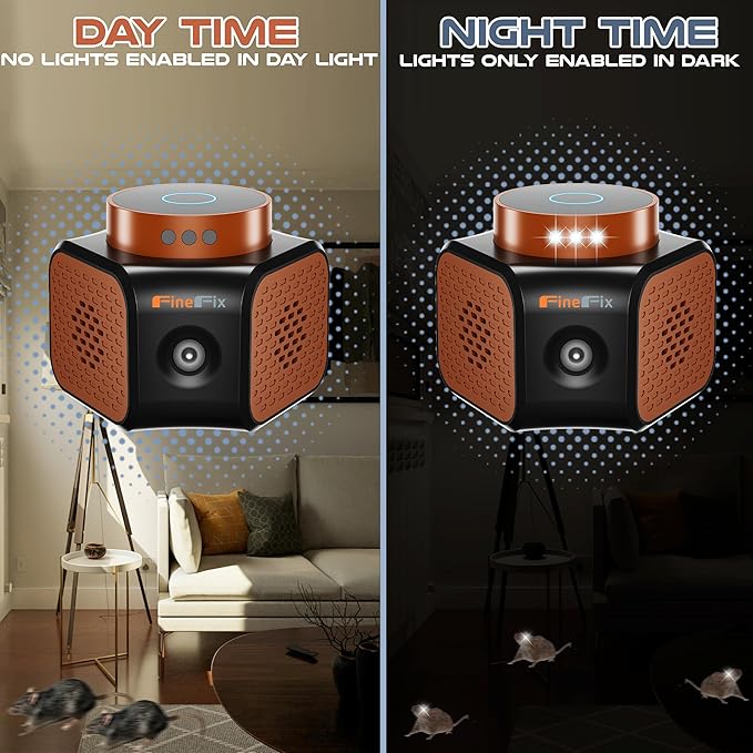 FineFix 360 Plug in Mouse Deterrent Ultrasonic Pest Repeller 4-Modes Best Thing to get rid of mice Repellent Indoor Mouseblocker for House Attic Garage Warehouse Rvs repelente ultrasonico de plagas