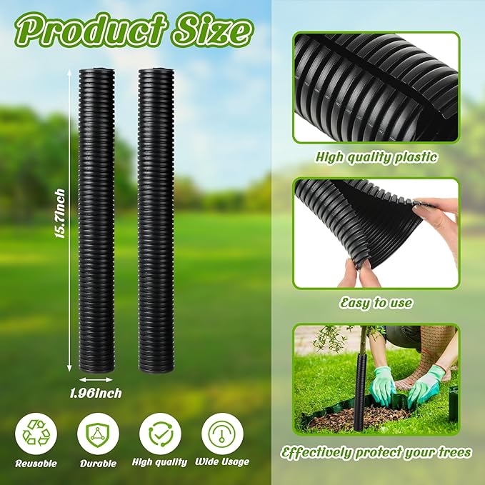 20 Pcs Corrugated Tree Guards Saplings Tree Trunk Protectors from Deer Tree Tubes Guard Tube Wraps to Protect Bark, Sapling from Rodents, Mowers, Animals(15.7 x 2",Black)