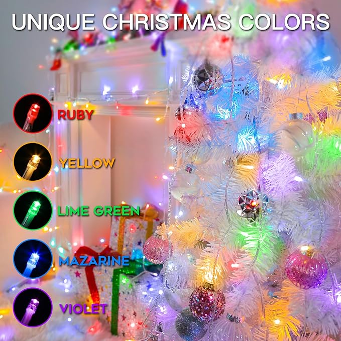 suddus Connectable Christmas Lights with Remote, Multicolor String Lights with Timer, 66ft 200 Led Fairy Lights Plug in for Xmas Tree, Bedroom, Yard, Garden, Party, Indoor, Outdoor Decorations