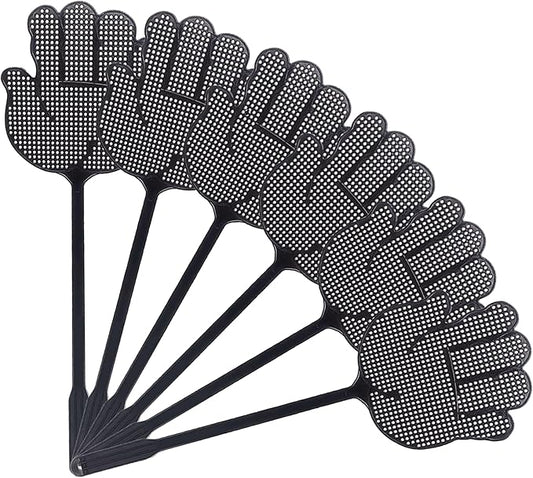 Fly Swatter for Indoors, Flyswatters Heavy Duty Fly Swatters Multi Pack with Palm-Shaped Design - Child & Pet Friendly Safe Manual Pest Control for Kitchen, Balcony, Patio, Black (6 Pack)