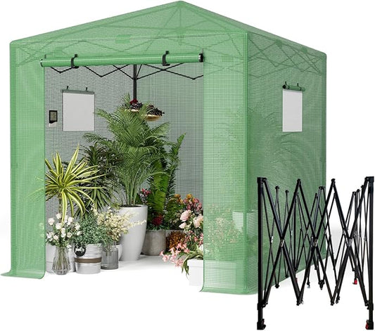 Pop Up Greenhouse 10x10FT, Pop Up Green House for Outdoors, Portable Greenhouses, Walk-in Greenhouses, Popup Greenhouse Kit, Easy Set Up