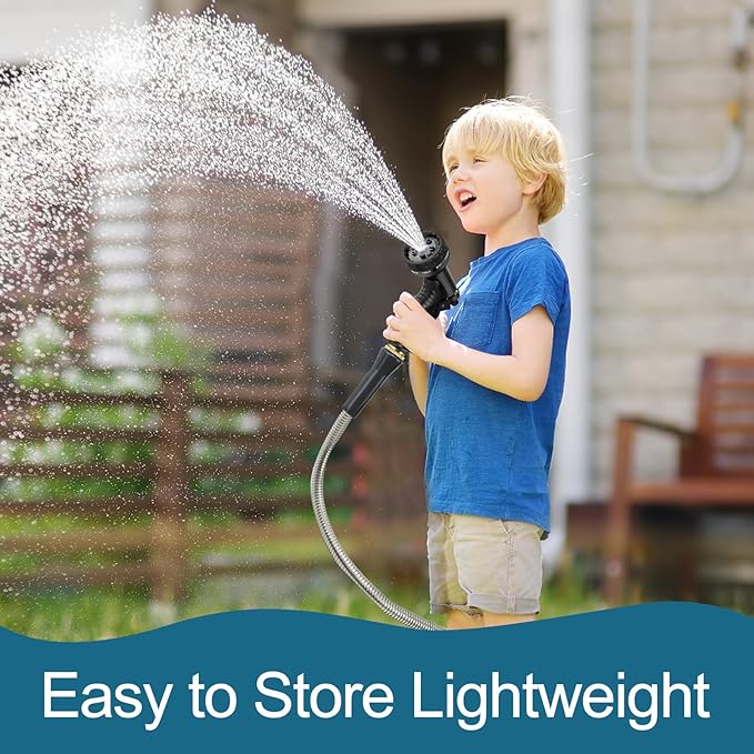 Stainless Steel Garden Hose 100ft Heavy Duty Metal Water Hoses with 10 Function Water Hose Nozzles for Yard Outdoor