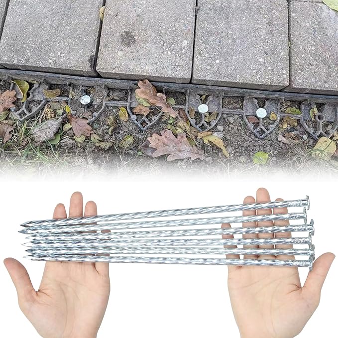 12-inch Artificial Turf Stakes Solid Galvanized Metal Spiral Landscape Edging Spikes for Outdoor, Heavy-Duty Rust Resistant Security Anchoring Spikes (52)