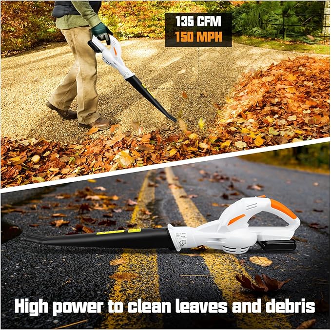 LIGO 20V Cordless Leaf Blower Battery Powered for Lawn Care, Patio, Blowing Leaves and Snow, Handheld Lightweight Including 2.0Ah Battery& Fast Charger