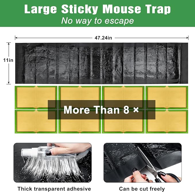 6 Pack Sticky Mouse Trap, Super Large 47.2 * 11'' Glue Traps for Mice and Rats Traps Indoor for Home, Rodent Snakes Spiders Roaches