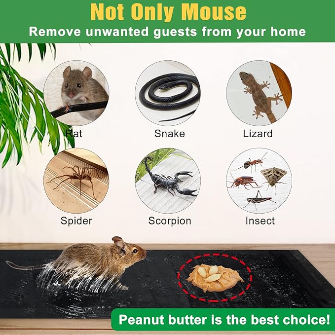 10 Pack Sticky Mouse Trap, Super Large 47.2 * 11'' Glue Traps for Mice, Peanut Taste Pheromone Rats Traps Indoor for Home, Rodent Snakes Spiders Roaches