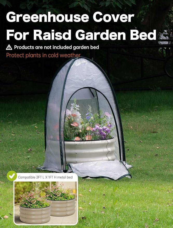 Pop up Greenhouse Tent Cover Tunnel Plant House,Large Gardening Flower Sunshine Room with Mesh Windows,Backyard PE Cover for Cold Frost Protector with Stakes and Rope Guys (Mini Size 29″)