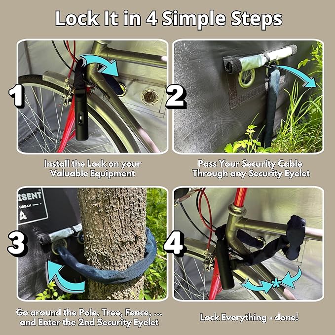 Anti-Theft Outdoor Storage Shed | Triple-Security Tent: Rugged Zipper Lock, Rear Security Anchoring, Privacy Mesh Cover | Protecting Valuable Gear & Bikes | Portable Weatherproof | Fits 2 e-Bikes