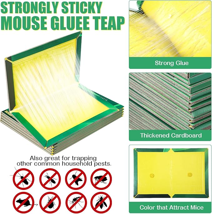 48 Pack Mouse Glue Traps Large Size Mouse Traps Sticky Pad with Enhanced Stickiness Pest Rat Sticky Traps Board for Rodent Cockroach and Other Insects House Indoor Outdoor