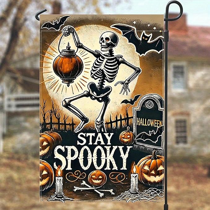 Halloween Garden Flag 12x18 Inch Double Sided Outside Funny Seasonal Farmhouse Yard Festival Outdoor Flag