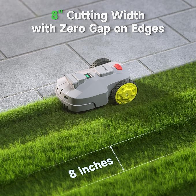 Robot Lawn Mower — 1.5 Acre Ultra Quiet Self Charging Robot Mower, Up to 4 inches Cutting Height, Robotic Lawn Mowers with RTK+4 Eye Vision, Mapping and Anti Theft tech, APP Control